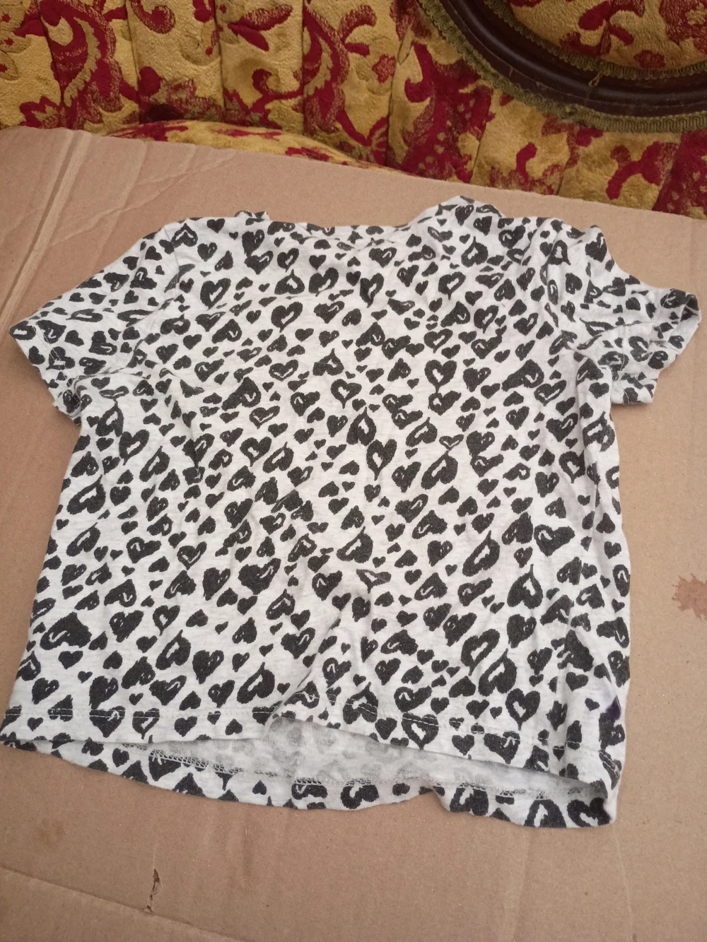 Old Navy White Tee with Black Heart Print